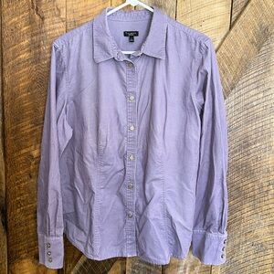 Talbots Womens Light Purple Corduroy Long Sleeve Button Down Shirt size L A34